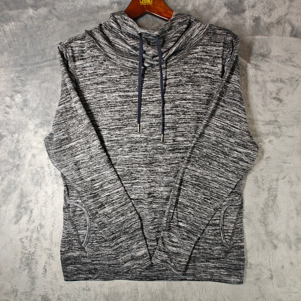 L.L. Bean Cowl Neck Hoodie Women Large Gray Space Dye Pullover Activewear